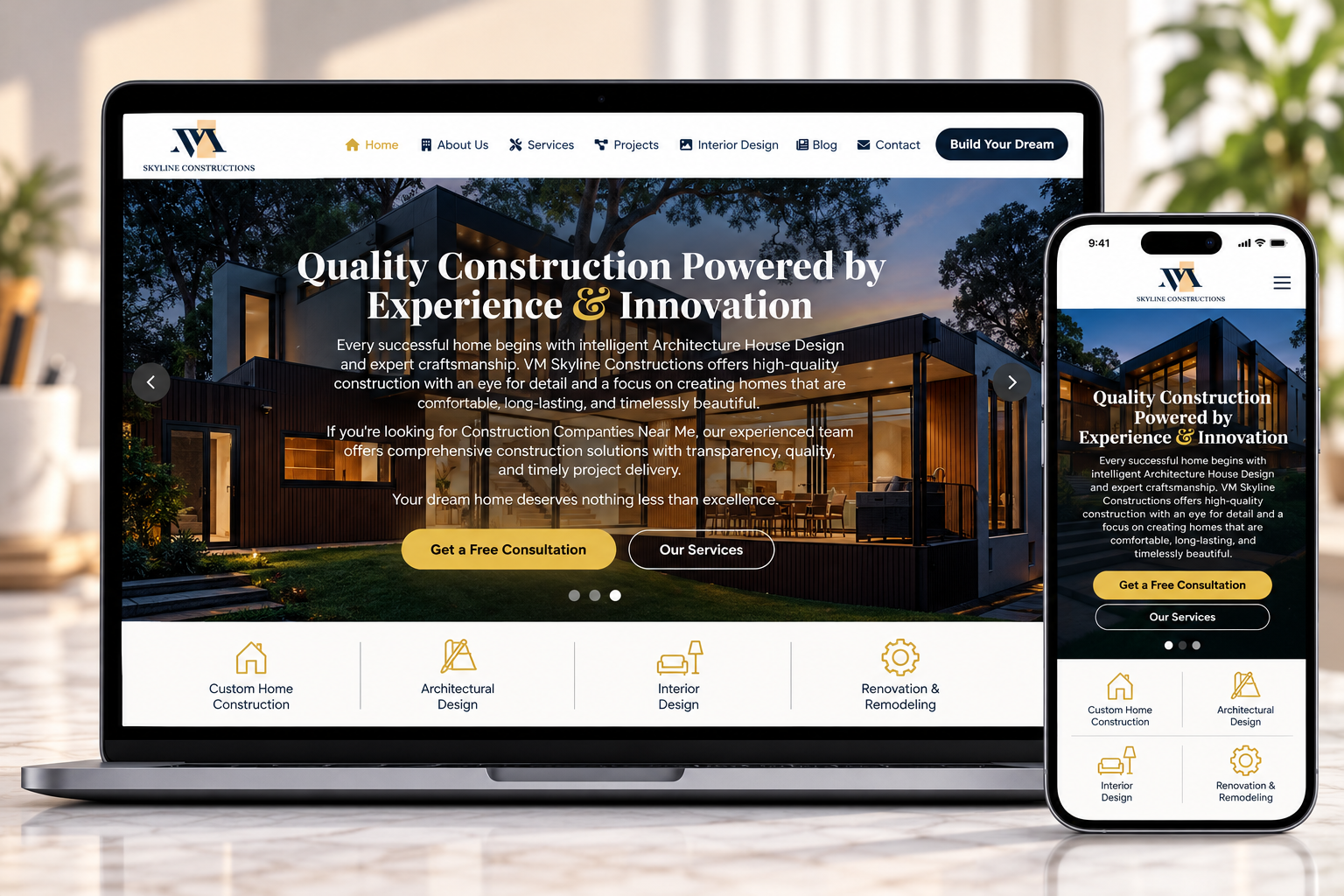 VM Skyline Constructions Local SEO & Speed